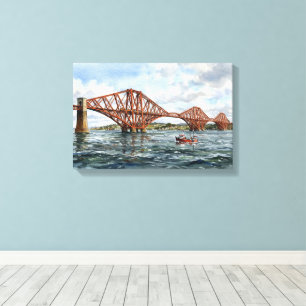 Historische Forth-Eisenbahnbrücke Schottland Aquar Leinwanddruck