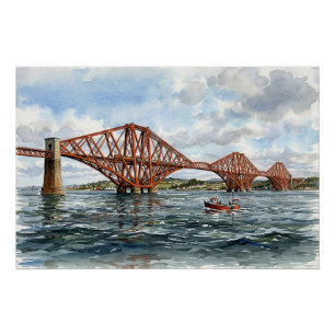 Historische Forth-Eisenbahnbrücke Schottland Aquar Poster