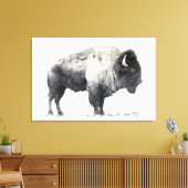 Historische Fotografie des amerikanischen Bison Leinwanddruck (Insitu (Wohnzimmer))