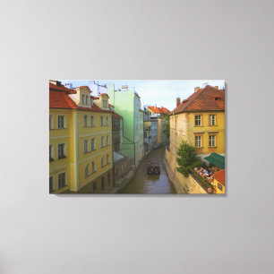 Historische Gebäude mit Kanal, Prag, Tschechische Leinwanddruck