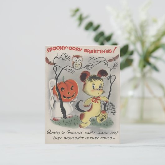 Historische Halloween-Karte Postkarte (Stehend Vorderseite)