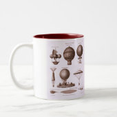 Historische Heißluft-Ballon-Entwürfe Zweifarbige Tasse (Links)