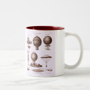 Historische Heißluft-Ballon-Entwürfe Zweifarbige Tasse
