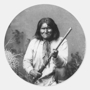 Historische ikonische indianische Geronimo Runder Aufkleber