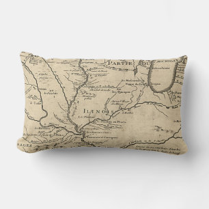 Historische Illinois-Karte von 1718 Lendenkissen