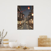 Historische japanische Straße mit Lanterns Poster (Küche)