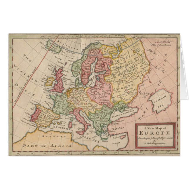 Historische Karte 1721 von Europa (Vorderseite (Horizontal))