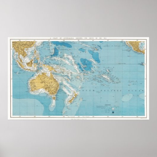 Historische Karte Australien und Südpazifik Poster (Vorne)