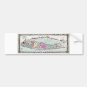 Historische Karte der Reisend-1855-1857 von Long Autoaufkleber