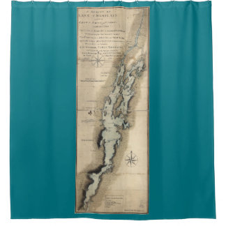 Historische Karte des Lake Champlain Vermont Duschvorhang