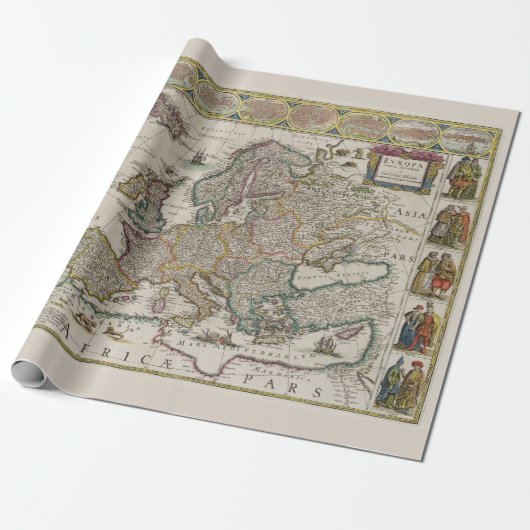 Historische Karte des mittelalterlichen Europas (v Geschenkpapier (Ungerollt)