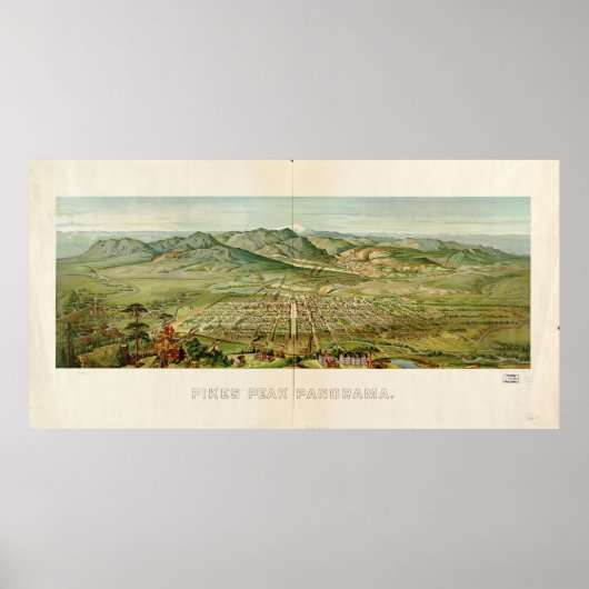 Historische Karte des Pikes Peak, Colorado 1890 Poster (Vorne)