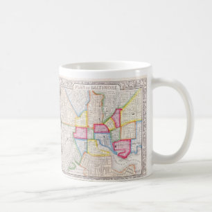 Historische Karte des Stadtzentrums von Baltimore  Kaffeetasse