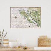 Historische Karte Kaliforniens als Insel Poster (Küche)