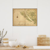 Historische Karte Kaliforniens Poster (Küche)