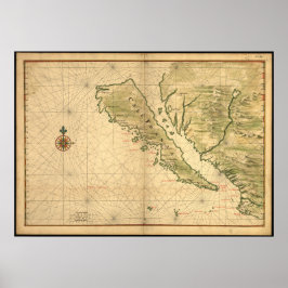 Historische Karte Kaliforniens Poster