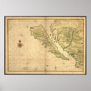 Historische Karte Kaliforniens Poster