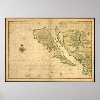 Historische Karte Kaliforniens Poster
