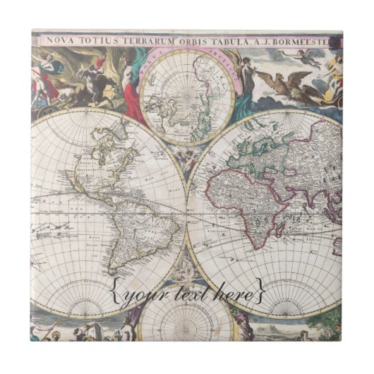 Historische Karte - Nova Totius Terrarum Orbis Tab Fliese (Vorderseite)