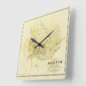 Historische Karte von Austin Quadratische Wanduhr (Winkel)