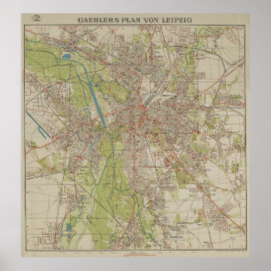 Historische Karte von Leipzig von Gaebler Ausgabe Poster