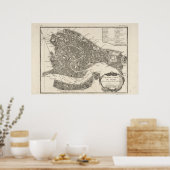 Historische Karte von Venedig, Italien (1763) Poster (Küche)