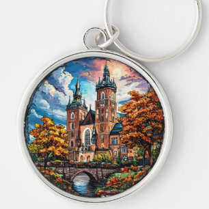 Historische Kathedrale umgeben von Herbstfarben Schlüsselanhänger