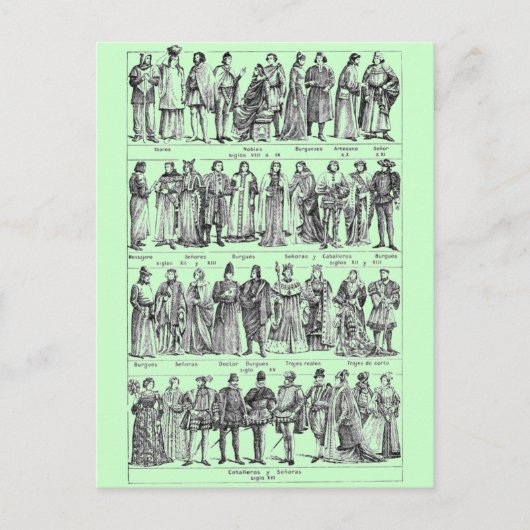 Historische Kostüme Postkarte (Vorderseite)
