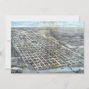 Historische Luftstadtkarte von Austin, Texas aus d Einladung