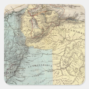 Historische Militärkarten von Venezuela Quadratischer Aufkleber