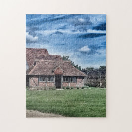 Historische, mittelalterliche englische Barnszene Puzzle