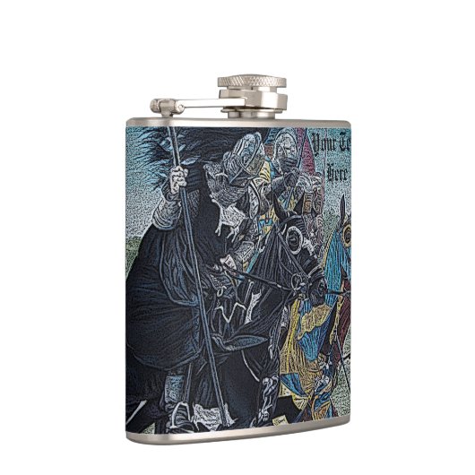 Historische mittelalterliche Ritter jouten auf Pfe Flachmann (Rechts)