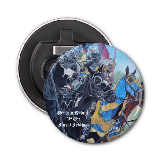 historische mittelalterliche Ritter jouten auf Pfe Flaschenöffner (Vorderseite)