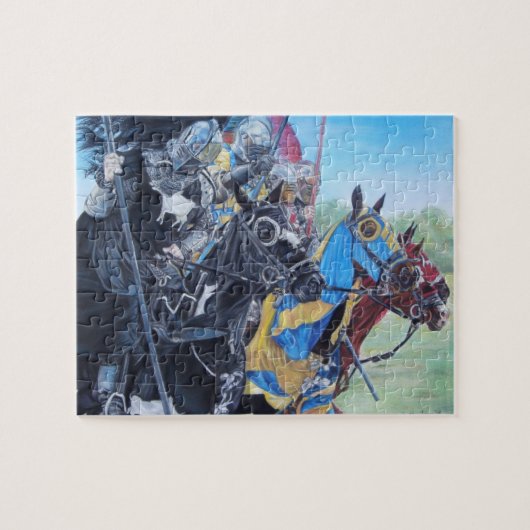Historische mittelalterliche Ritter jouten auf Pfe Puzzle (Horizontal)