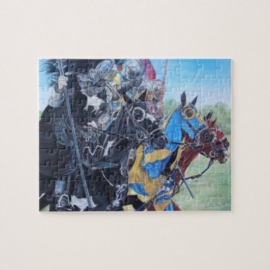 Historische mittelalterliche Ritter jouten auf Pfe Puzzle (Horizontal)