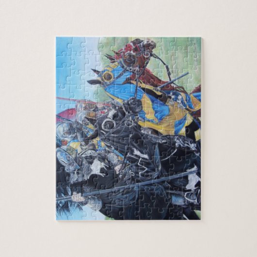 Historische mittelalterliche Ritter jouten auf Pfe Puzzle (Vertikal)