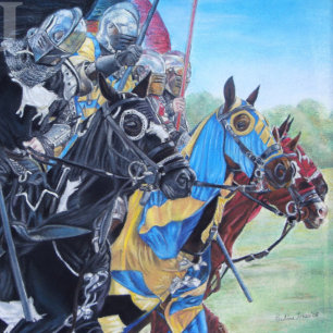 Historische mittelalterliche Ritter jouten auf Pfe Zweifarbige Tasse