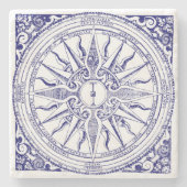 Historische Nautic Compass Blue & White Print Steinuntersetzer (Vorderseite)
