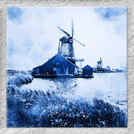 Historische niederländische Mill Watercolor Delft  Fliese