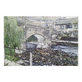 Historische Packhorse-Brücke in Hebden Bridge Poster