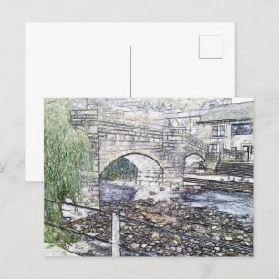 Historische Packhorse-Brücke in Hebden Bridge Postkarte