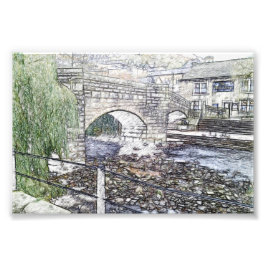 Historische Packpferdebrücke in Hebden Bridge Fotodruck