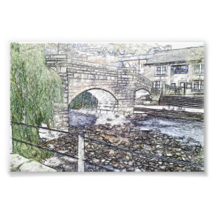 Historische Packpferdebrücke in Hebden Bridge Fotodruck
