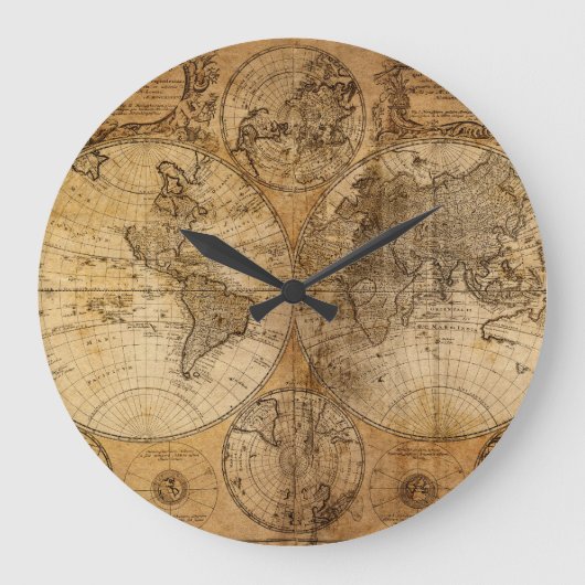 Historische Reise: Weltkarte 1746 Große Wanduhr (Vorderseite)