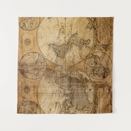 Historische Reise: Weltkarte 1746 Wandteppich (Vorderseite (Horizontal))