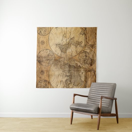 Historische Reise: Weltkarte 1746 Wandteppich (Beispiel (Horizontal))