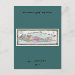 Historische Reisekarte von Long Island 1855-1857 Postkarte