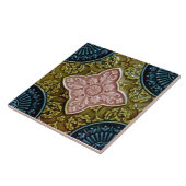 Historische Repro Rose, Green, Indigo Majolica Fliese (Seite)