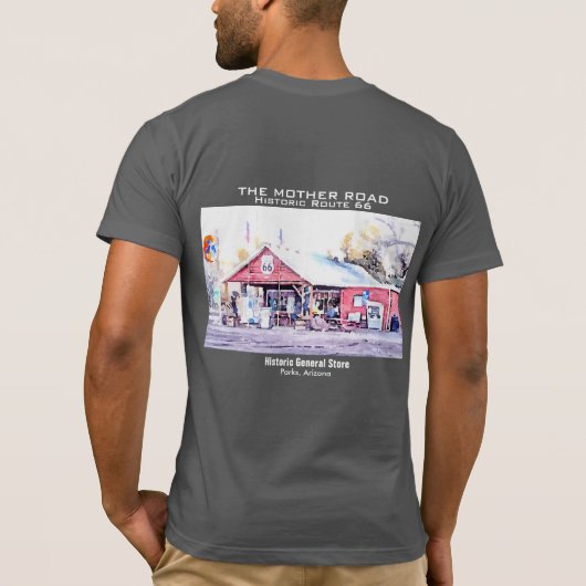 Historische Route 66 Arizona Allgemeiner Store Was T-Shirt (Rückseite)