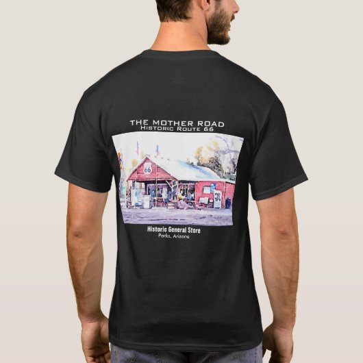 Historische Route 66 Arizona Allgemeiner Store Was T-Shirt (Rückseite)